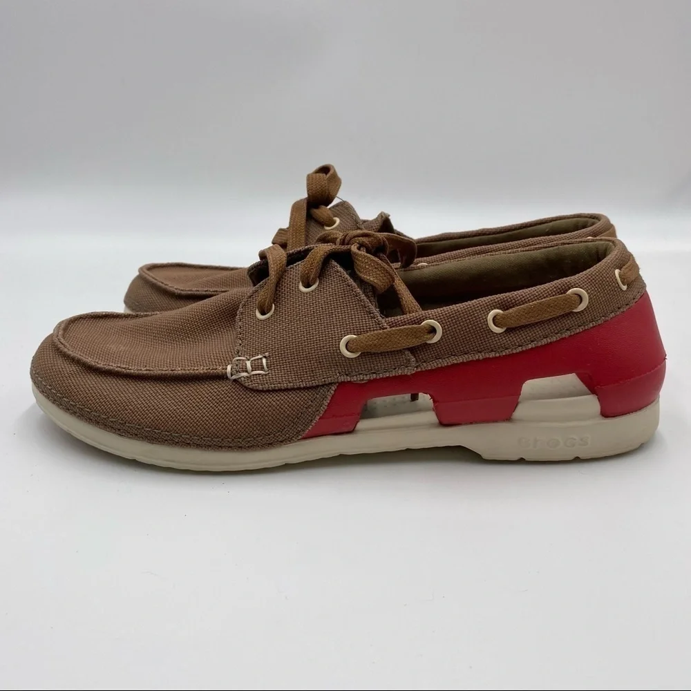 Crocs Men's Beach Line Lace Up Boat Shoes Size 8